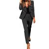 ZYXTIM 2 Piece Suit Sets for Women Blazer Double Button Long Sleeve Blazer & High Waist Pants Slim Fitted Business Outfits Black view 1