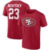 Fanatics Men's Christian McCaffrey Scarlet San Francisco 49ers Player Icon Name & Number T-Shirt view 1
