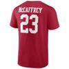 Fanatics Men's Christian McCaffrey Scarlet San Francisco 49ers Player Icon Name & Number T-Shirt view 3
