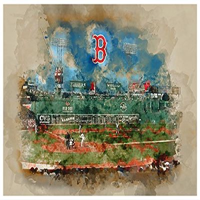Boston Red Sox Poster Baseball Art Print Braves MLB Print 16x20 Inches on Pro Grade Paper Watercolor Style
