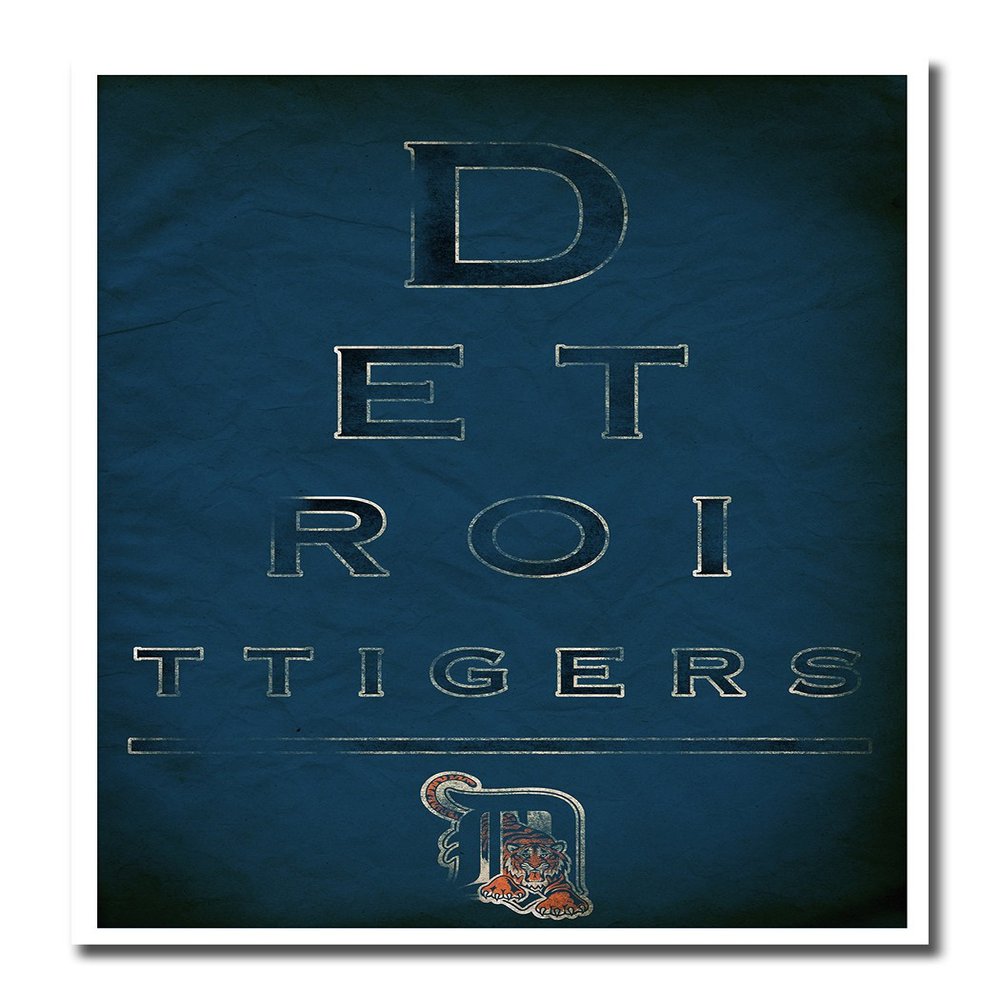 Detroit Tigers Art Baseball Poster Print MLB Print 16x20 Inches on Pro Grade Paper Eye Chart Style