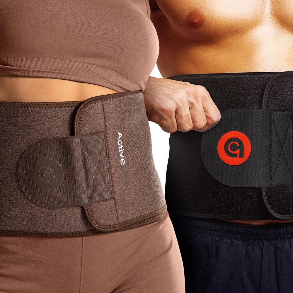 ActiveGear Waist Trimmer Belt Bundle for Men & Women Sweat Band Waist Trainer Belt for a Toned Look - Reinforced Trim and Double Velcro (Red & Cocoa, Large: 9 x 46)