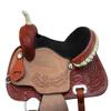 Western Saddle Barrel Racing Horse Pleasure Trail Floral Tooled Leather Rodeo Cowboy Tack Set 15 16 17 18 (Oak Tooled, 17) view 3