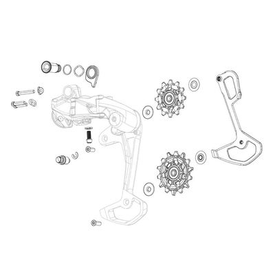 SRAM XX Eagle T-Type AXS Rear Derailleur Cage Assembly Kit - Full Replacement, Carbon-Composite Materials, Wireless Electronic Shifting, High-Performance MTB & Gravel Bike Components