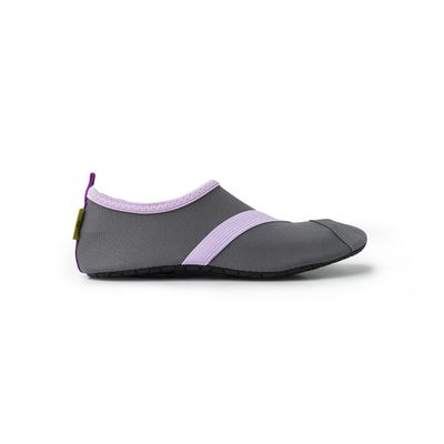FITKICKS Original Women's Foldable Active Lifestyle Minimalist Footwear Barefoot Yoga Sporty Water Shoes - Dark Gray/Lavender, Medium