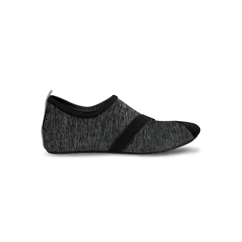 FITKICKS Original Women's Foldable Active Lifestyle Minimalist Footwear Barefoot Yoga Sporty Water Shoes - Heathered Black/Black, X-Large