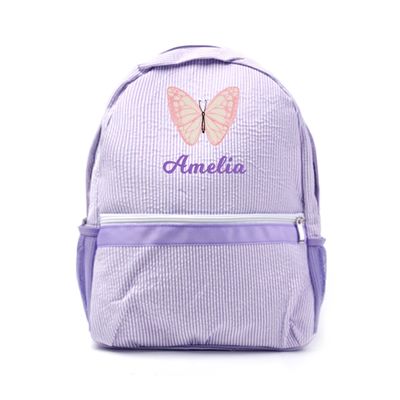 MT WORLD Toddler Backpack Personalized Seersucker Kid Backpack,Monogrammed Preschool Kids Bookbags,Seersucker Toddler Bookbag - Purple