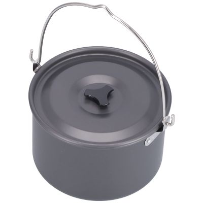 Campinng Pot, Aluminum Alloy Camping Cook Pot for 6-8 People, Portable Outdoor Cookware with Folding Handle, Multifunction Bonefire Hanging Pot for Camping, Hiking, Picnic