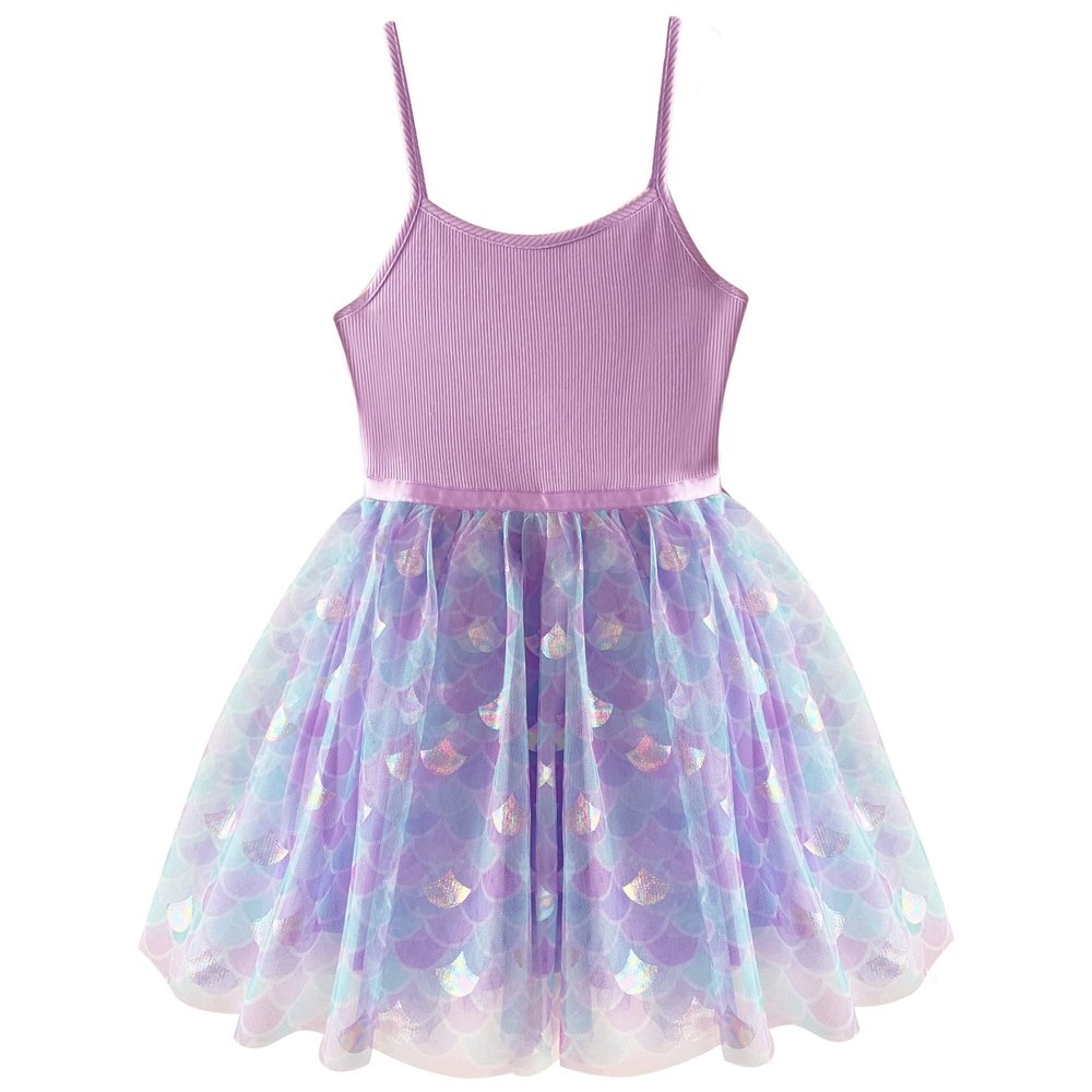 Baby Girls Lilac Mermaid Sundresses Casual Sleeveless Dress Princess Party Tulle Skirt for Little Girl 3-7T (US, Age, 5 Years, LIC)