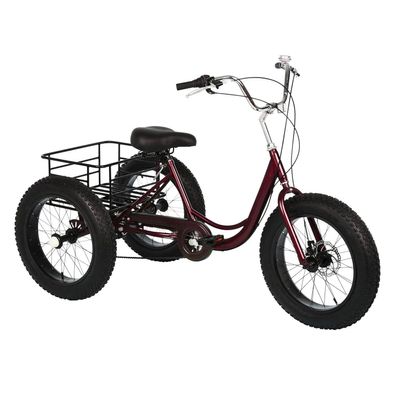 CYDING 20 Inch Fat Tire Adult Tricycles 3 Wheel Bikes 7 Speed Adult Trikes Three-Wheeled Cruiser Bicycles Large Cruiser Seat with Shopping Basket for Seniors, Women, Men