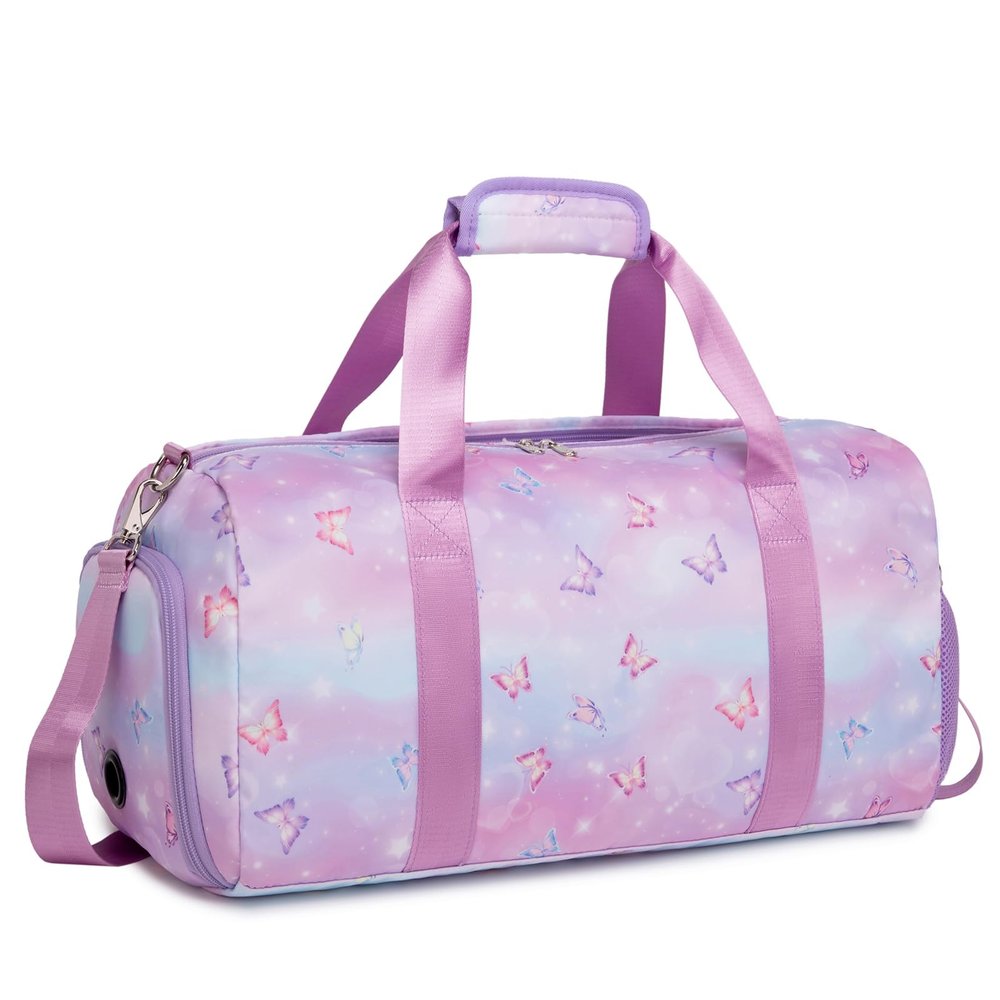 Butterfly Dance Bag for Girls,Gym Travel Duffle Bag Gymnastics Sports Dance Bag with Shoe Compartment