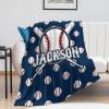 Custom Baseball Blanket for Kids Adults, Sports Blankets with Name, Personalized Baby Blanket for Boys Girls, Customized Throw Blanket for Baseball Team Club, Baseball Fans Birthday Gifts 60"80" view 2