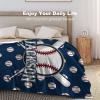 Custom Baseball Blanket for Kids Adults, Sports Blankets with Name, Personalized Baby Blanket for Boys Girls, Customized Throw Blanket for Baseball Team Club, Baseball Fans Birthday Gifts 60"80" view 3