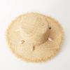 Women Ocean Style Hat Fringed Wide Brim Beach Hat Snail Trimmed Boater Sraw Hat Travel Hat view 3