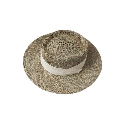 Bollrllr Women Wide Brim Seagrass Straw Hat with Ribbon Lady Vacation Sun Hats Panama Beach Cap