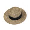 Bollrllr Women Wide Brim Seagrass Straw Hat with Ribbon Lady Vacation Sun Hats Panama Beach Cap view 2