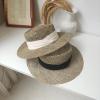 Bollrllr Women Wide Brim Seagrass Straw Hat with Ribbon Lady Vacation Sun Hats Panama Beach Cap view 3