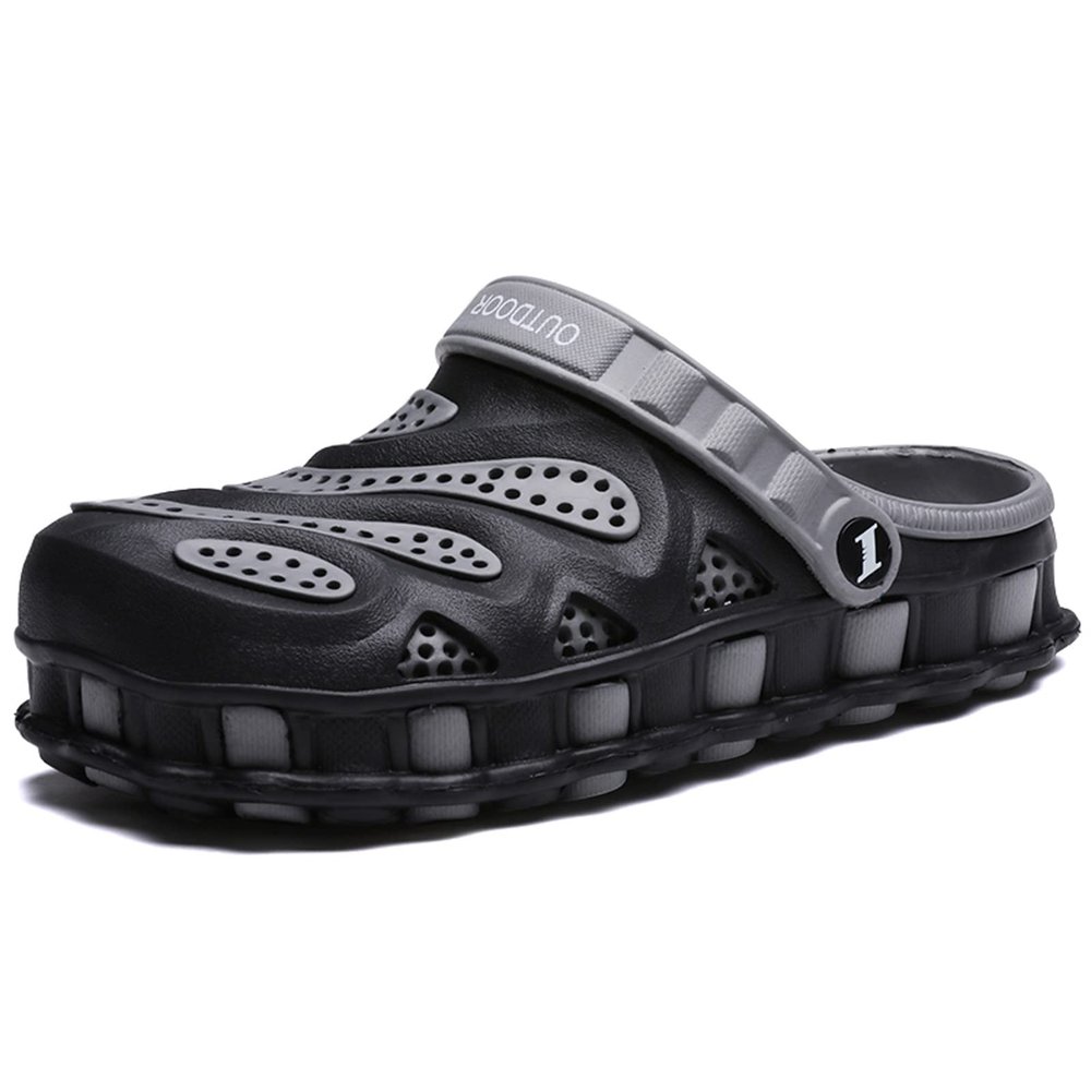 Men's Garden Clogs Slip-On Sandals Breathable Beach Water Shoes Lightweight Sport Sandal Waterproof Flip Flop Kitchen Hospitcal Beach Yard Pool Shower Slides Summer Mules Walking Slippers Grey 41