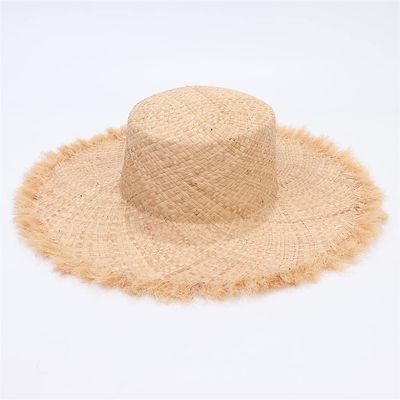 Bollrllr Men Summer Solid Straw Hat Wide Brim Hat