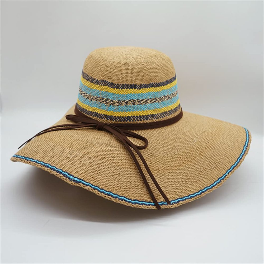 Women Floppy Bohemian Straw Hat Tie-Dye Sun Hat Oversized Wide Brim Ladies Beach Hat Derby Hat