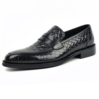 CHUUMEE Men's Slip on Loafers Men's Business Casual Leather Shoes (Black,6.5)