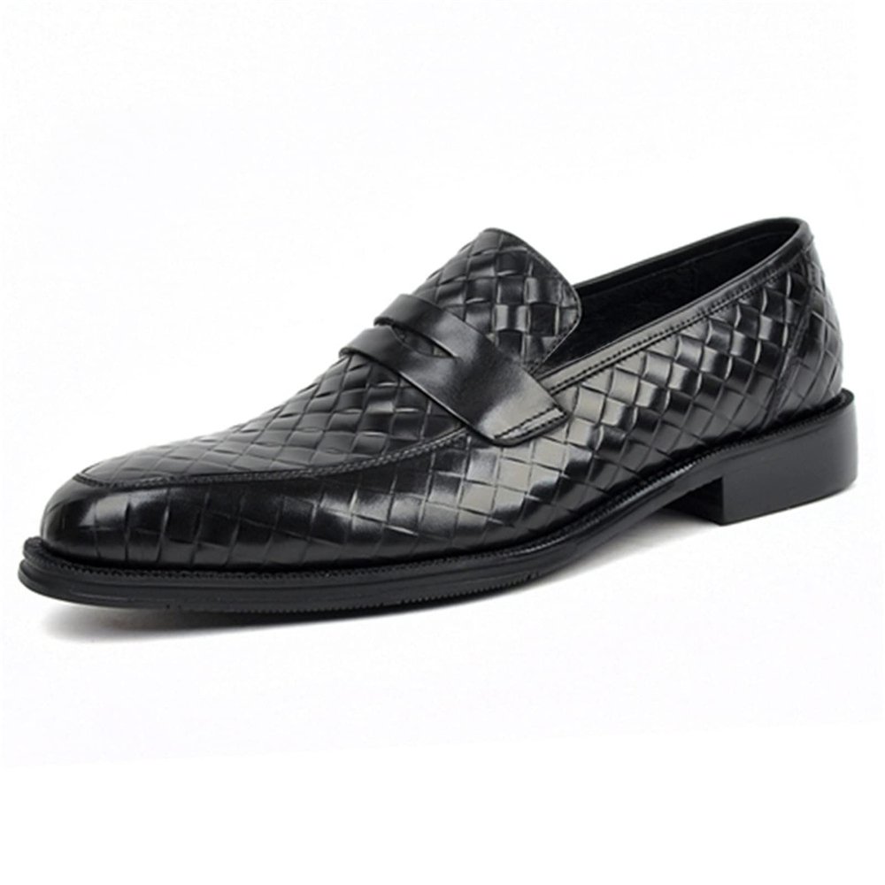 CHUUMEE Men's Slip on Loafers Men's Business Casual Leather Shoes (Black,6.5)