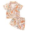 Qiylii 1-6Y Toddler Girls Ice Cream Silk Pajamas Short Sleeve Button-Up Top Shorts Summer 2PC Floral Satin Pajamas Set (Ice Cream, 9T) view 1