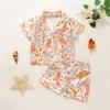 Qiylii 1-6Y Toddler Girls Ice Cream Silk Pajamas Short Sleeve Button-Up Top Shorts Summer 2PC Floral Satin Pajamas Set (Ice Cream, 9T) view 2