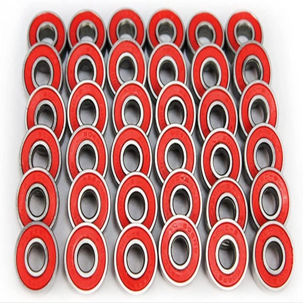 KOFORD Bearings 8pcs Pro 608RS ABEC-9 Bearings Roller Skate Scooter Snowboard Chrome Steel Inline Bearings Skateboard Mute Speed Bearing (Color : 8pcsred Bearings)