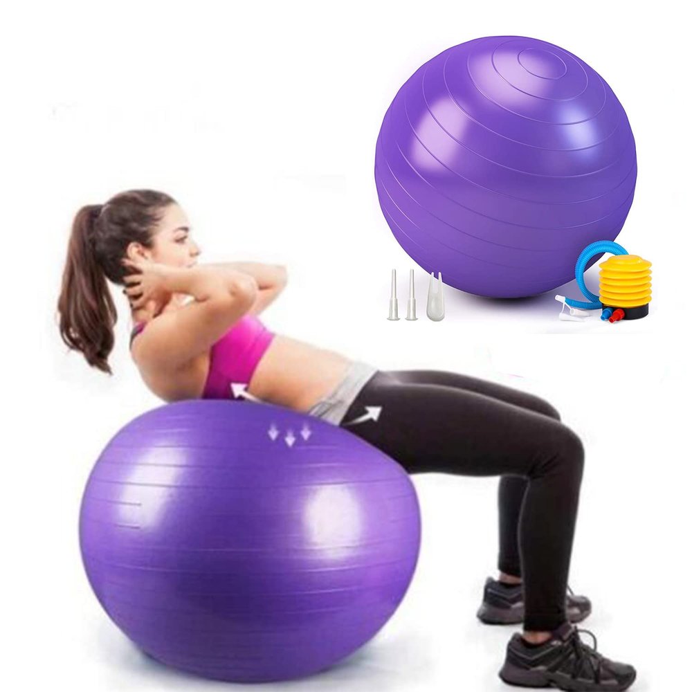 Exercise Ball, Explosion-Proof Yoga Balance Ball(25in /65cm) with Pump, Heavy Duty Swiss Ball for Fitness, Pregnancy, Balance & Physical Therapy, Fitness in Home/Gym/Office
