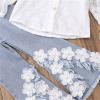 Toddler Denim 3D Flower Print Pants Baby Girls Trousers Ruffles Lace Jeans for Kids 3 to 12 Years Cute (Blue, 6-7 Years) view 3