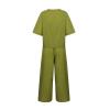 2 Piece Linen Set for Women Summer Outfits Casual Two Piece Pants Sets Loose Crop Linen Tops Wide Leg Capris Comfy Lounge Set view 4
