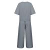 2 Piece Linen Set for Women Summer Outfits Casual Two Piece Pants Sets Loose Crop Linen Tops Wide Leg Capris Comfy Lounge Set view 4