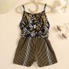 2t Romper Girl Toddler Girls Sleeveless Floral Prints Bowknot Romper Jumpsuit Clothes Kids Dressy (Brown, 5-6 Years) view 2