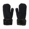 Britt's Knits Warm Knit Mittens with Plush Lining and Texting Fingertip for Women One Size - Black