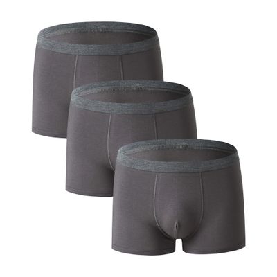 Maiyifu-GJ Men's U-Shaped Athletic Underwear Mid-Rise Breathable Boxer Briefs Cotton Cozy Trunks (Gray 20 3PC,4X-Large)