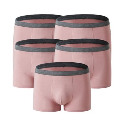 Maiyifu-GJ Men's U-Shaped Athletic Underwear Mid-Rise Breathable Boxer Briefs Cotton Cozy Trunks (Pink 5PC,X-Large)