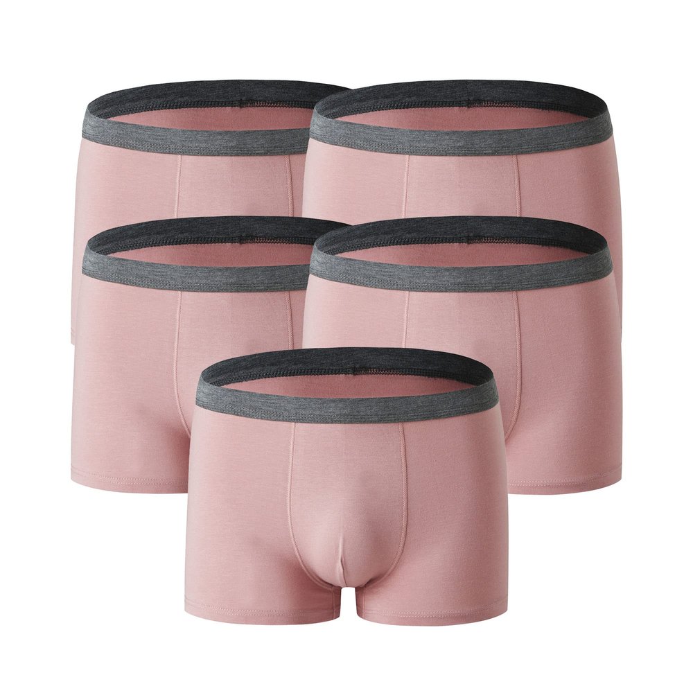 Maiyifu-GJ Men's U-Shaped Athletic Underwear Mid-Rise Breathable Boxer Briefs Cotton Cozy Trunks (Pink 5PC,X-Large)