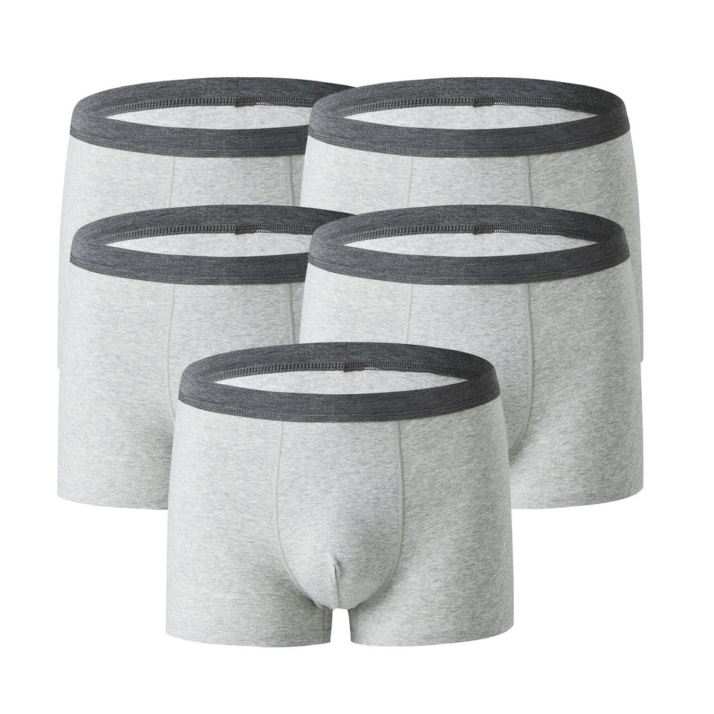Maiyifu-GJ Men's U-Shaped Athletic Underwear Mid-Rise Breathable Boxer Briefs Cotton Cozy Trunks (Gray 5PC,X-Large)