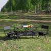 CQSLTJT Set of 3, Folding Outdoor Table and Chairs Set for Indoor, Outdoor Camping, Picnics, Beach,Backyard, Party, Patio Black Gray view 1