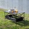 CQSLTJT Set of 3, Folding Outdoor Table and Chairs Set for Indoor, Outdoor Camping, Picnics, Beach,Backyard, Party, Patio Black Gray view 2