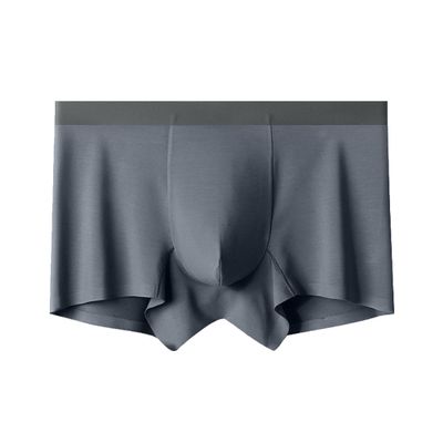 Maiyifu-GJ Men's Comfy Solid Colour Underwear Traceless Breathable Boxer Brief Stretch Soft Trunks (Gray 1PC,3X-Large)