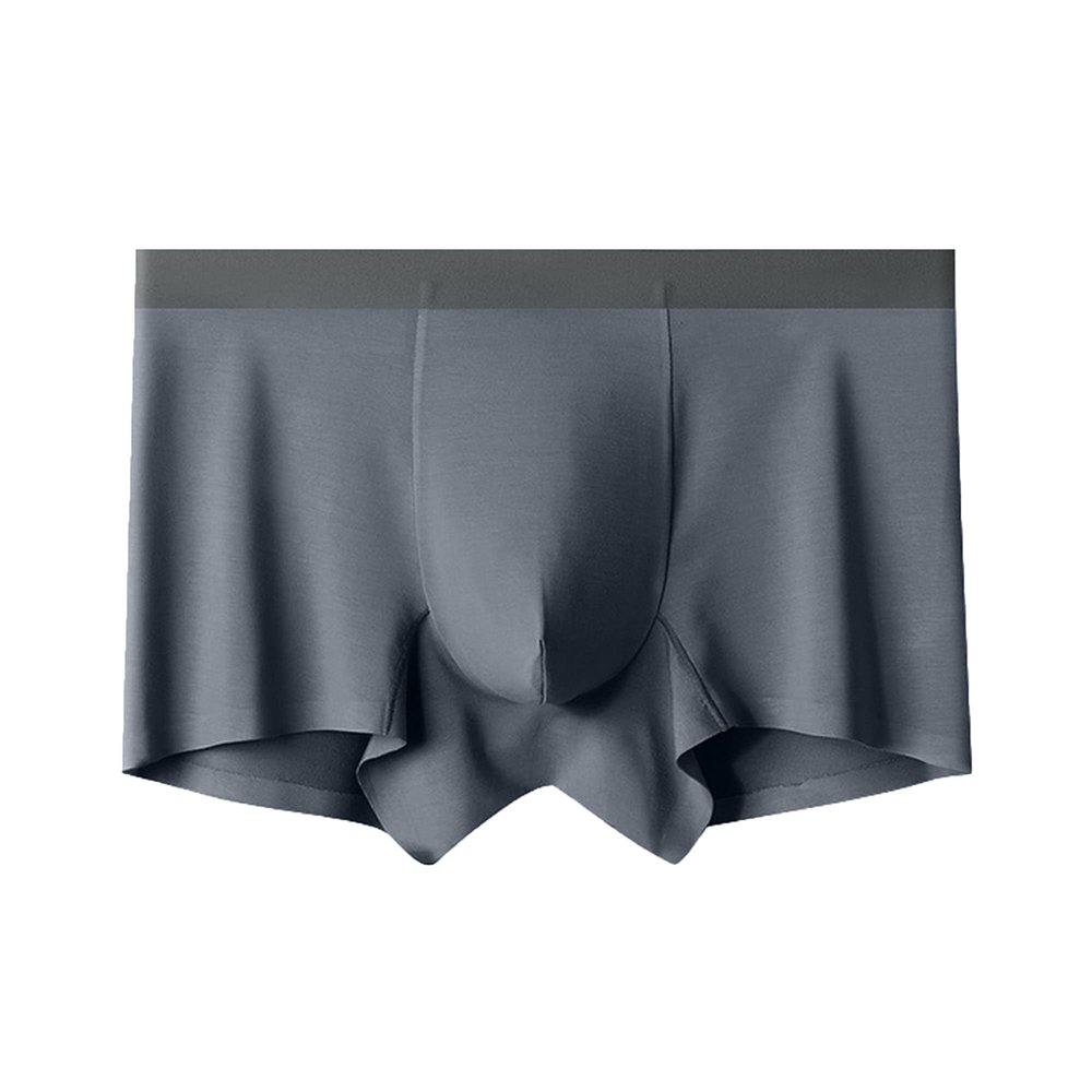 Maiyifu-GJ Men's Comfy Solid Colour Underwear Traceless Breathable Boxer Brief Stretch Soft Trunks (Gray 1PC,3X-Large)