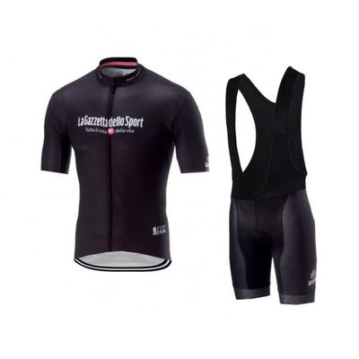 Italy Tour Team Black Cycling Jersey Set,Summer Short Sleeve Cycle Shirt MTB Bike Clothing Bib Short Kits 9D Gel Pad (XL)