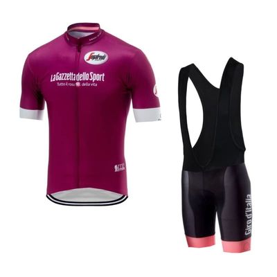 Italy Tour Team Purple Cycling Jersey Set,Summer Short Sleeve Cycle Shirt MTB Bike Clothing Bib Short Kits 9D Gel Pad (5XL)