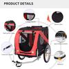 AMZOSS Folding Dog Bike Trailer, Heavy Duty Pet Cart Bicycle Wagon Cargo Carrier Attachment for Travel with Universal Hitch, 3 Doors, Aluminum Wheels, Safety Flag, Easy to Connect & Disconnect,Red view 2