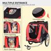 AMZOSS Folding Dog Bike Trailer, Heavy Duty Pet Cart Bicycle Wagon Cargo Carrier Attachment for Travel with Universal Hitch, 3 Doors, Aluminum Wheels, Safety Flag, Easy to Connect & Disconnect,Red view 4