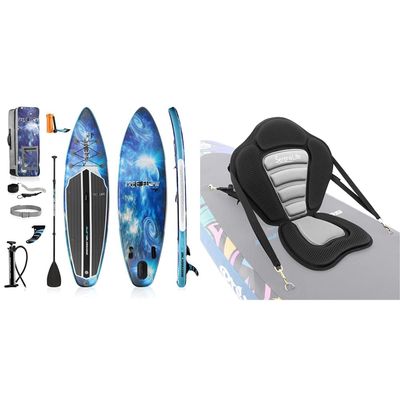 SereneLife Inflatable Stand Up Paddle Boardwith Premium SUP Accessories & Carry Bag & Detachable Universal Paddle-Board Seat - Adjustable Paddle Board Seat, Form-Fitting Design - SLSUPST15
