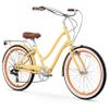 sixthreezero EVRYjourney Women's 7-Speed Step-Through Hybrid Cruiser Bicycle, 26" Wheels with 17.5" Frame, Cream with Brown Seat and Grips, Model:630034 & Firmstrong Classic Beach Cruiser Bicycle Bell view 2