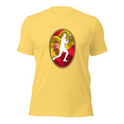 Carlos Alcaraz Tennis Spain Flag Racquet Silhouette Unisex Cotton Short Sleeve Shirt